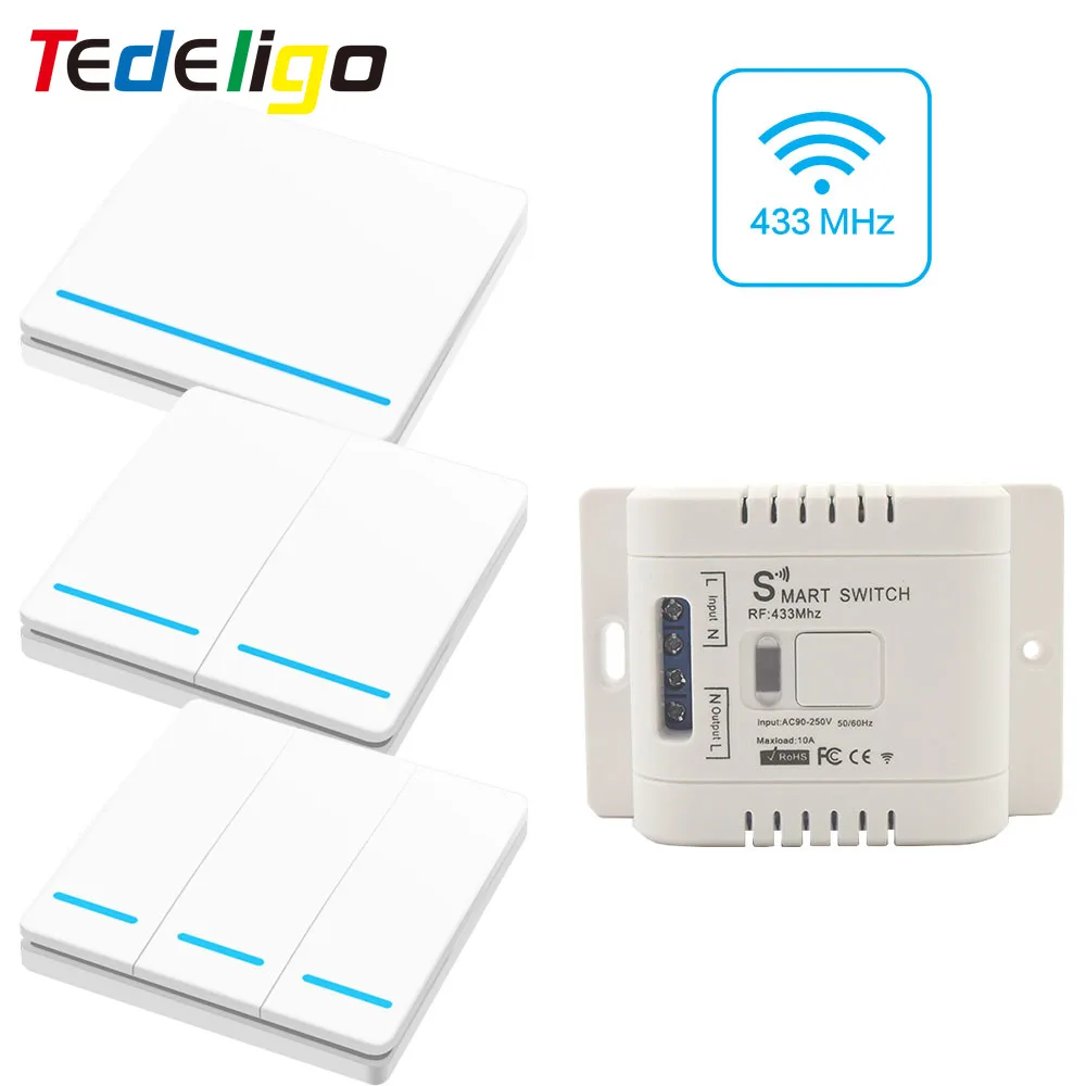 433Mhz Wireless Switch Light Remote Controller Interruptor RF Wall Switch 110V 220V 10A Relay Receiver Module for Lamp Fan Blub
433Mhz Wireless Switch Light Remote Controller Interruptor RF Wall Switch 110V 220V 10A Relay Receiver Module for Lamp Fan Blub