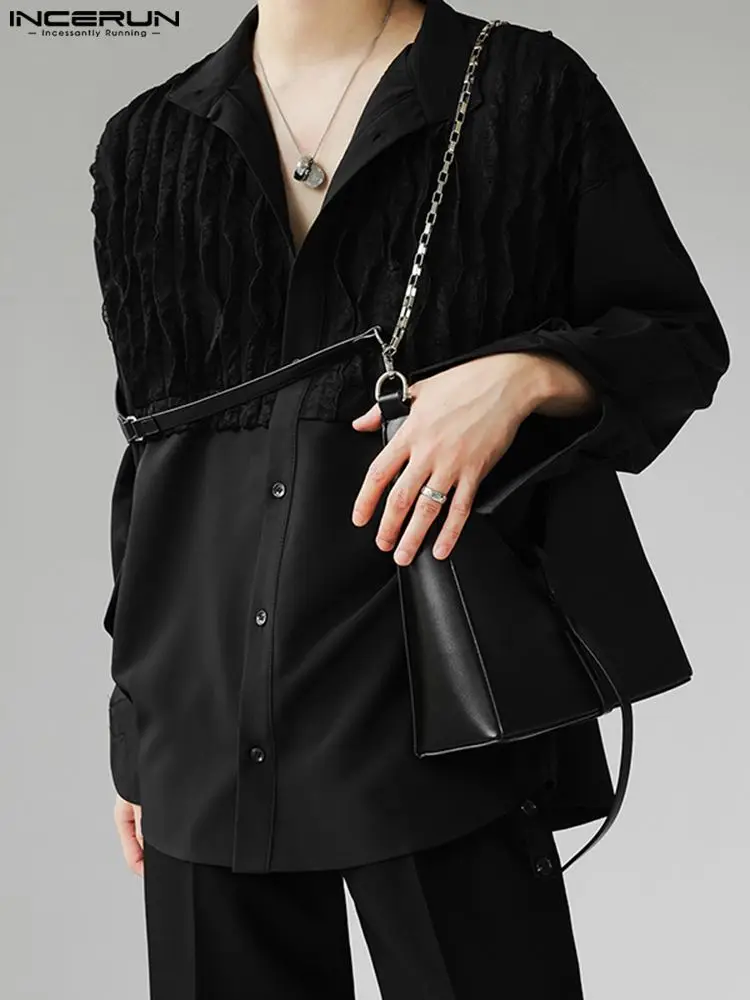 Casual Simple Style Tops INCERUN Men's All-match Blouse Stylish Well Fitting Male Stitching Long Sleeve Lapel Shirts S-5XL 2022
Casual Simple Style Tops INCERUN Men's All-match Blouse Stylish Well Fitting Male Stitching Long Sleeve Lapel Shirts S-5XL 2022