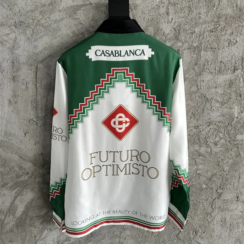 2023 Summer Casablanca Logo Shirts Men Women Futuro Optimisto Best Quality Silk Gradient Patchwork Color Hawaii Beach Shirt
2023 Summer Casablanca Logo Shirts Men Women Futuro Optimisto Best Quality Silk Gradient Patchwork Color Hawaii Beach Shirt