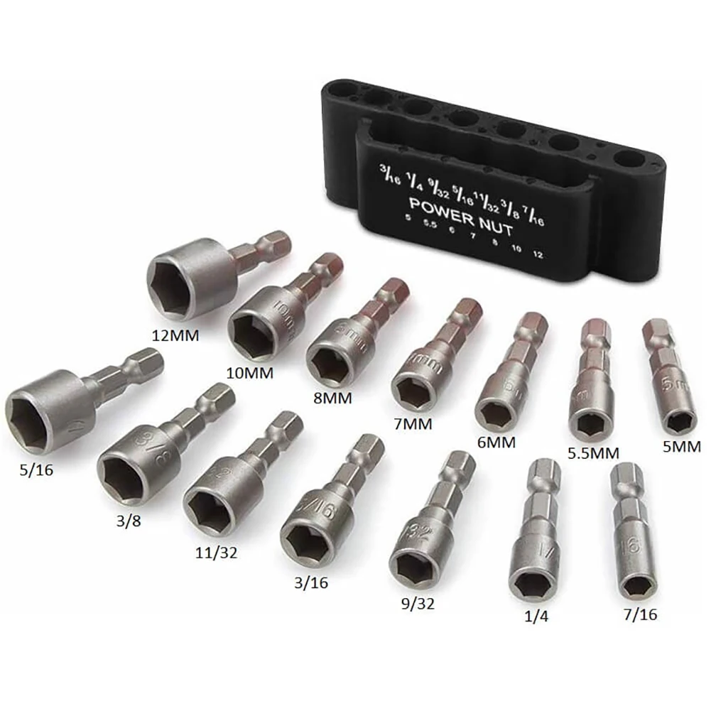 14pcs Power Nut Driver Drill Bit Set 5-12mm Hexagonal Shank Hex Nut Socket 1/4" Screw Metric Driver Tool Set Adapter Drill Bit
14pcs Power Nut Driver Drill Bit Set 5-12mm Hexagonal Shank Hex Nut Socket 1/4" Screw Metric Driver Tool Set Adapter Drill Bit