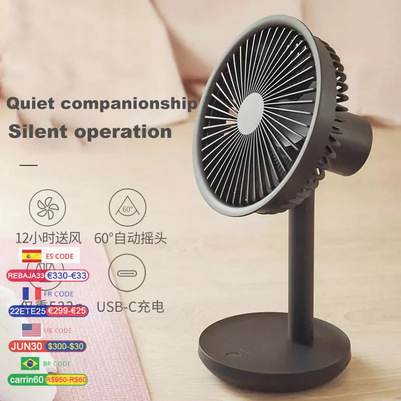 Xiaomi Desktop Fan 60 Degree Shaking Head Height Wind Speed Adjustable 4000mAh Type-C Chargeable Light Portable Fan SOLOVE Make
Xiaomi Desktop Fan 60 Degree Shaking Head Height Wind Speed Adjustable 4000mAh Type-C Chargeable Light Portable Fan SOLOVE Make