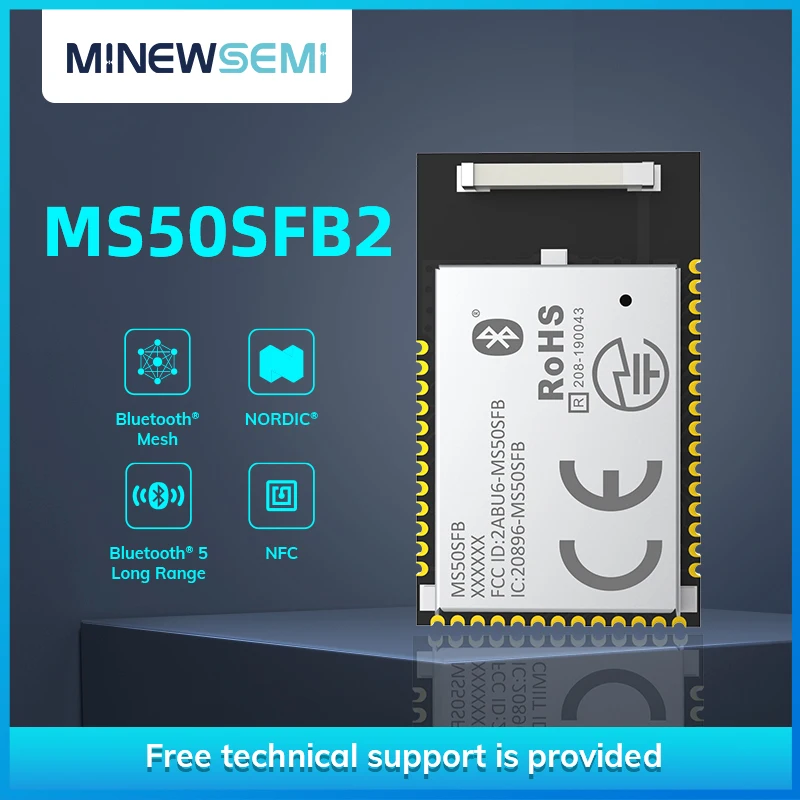 Master and Slave Nordic nRF52810 Ultra Low Power Bluetooth 5.0 Module MS50SFB2 Ble Connectivity Module With Chip Antenna
Master and Slave Nordic nRF52810 Ultra Low Power Bluetooth 5.0 Module MS50SFB2 Ble Connectivity Module With Chip Antenna