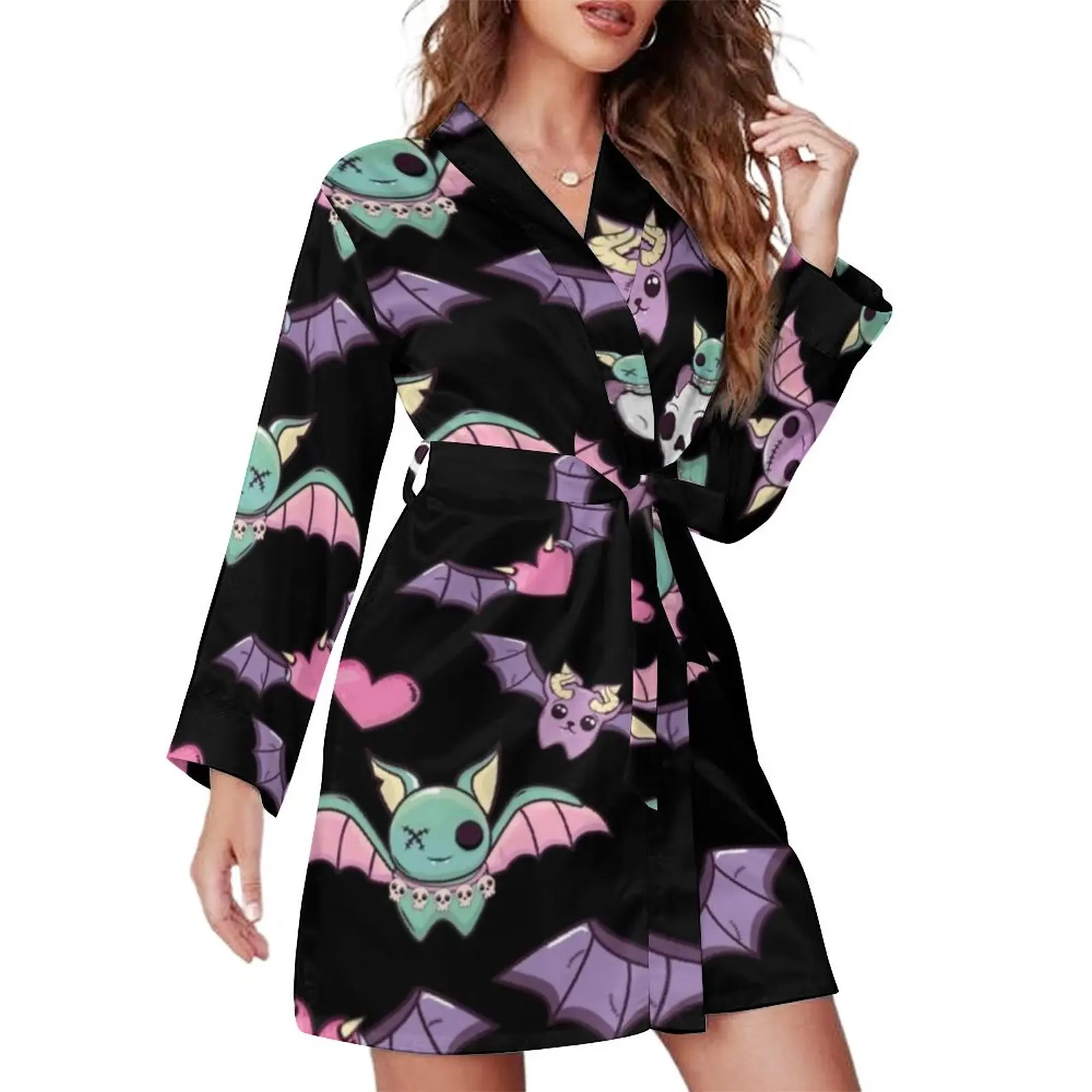 Goth Bat Pajama Robe V Neck Cute Skull Print Print Bathrobe Women Long-Sleeve Warm Pajamas Robes Autumn Sleep Dresses
Goth Bat Pajama Robe V Neck Cute Skull Print Print Bathrobe Women Long-Sleeve Warm Pajamas Robes Autumn Sleep Dresses