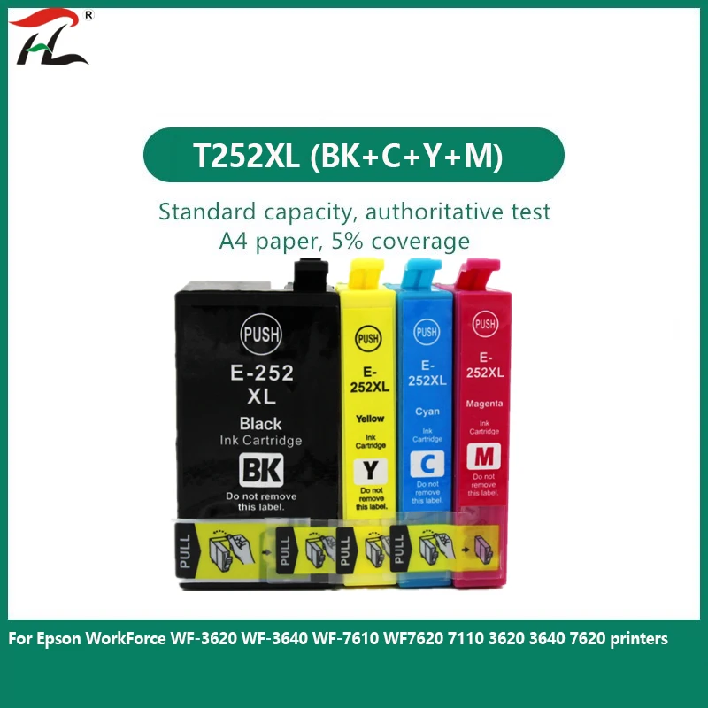 

HTL For Epson 252XL Ink Cartridge Epson T252XL E-252XL 252 XL For Epson WorkForce WF-3620 3640 7110 7210 7610 7620 7710 7720