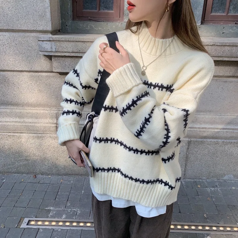 Осенне-зимний новый пуловер, свитер, Женский нишевый Мягкий Вязаный топ в полоску с воском
Осенне-зимний новый пуловер, свитер, Женский нишевый Мягкий Вязаный топ в полоску с воском