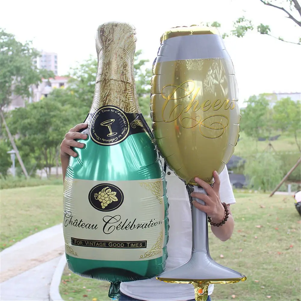 

Big Aluminum Balloons Decoration Champagne Wine Bottle Beer Cups Large Helium Ball Foil Balloons Birthday Wedding New Year Decor