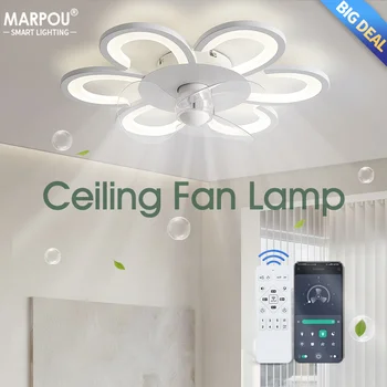 Smart Electric Ceiling Fan With Light And Control Wireless Fan Household Silent 53W 220V PC APP Adjusting Wind Speed Living Room