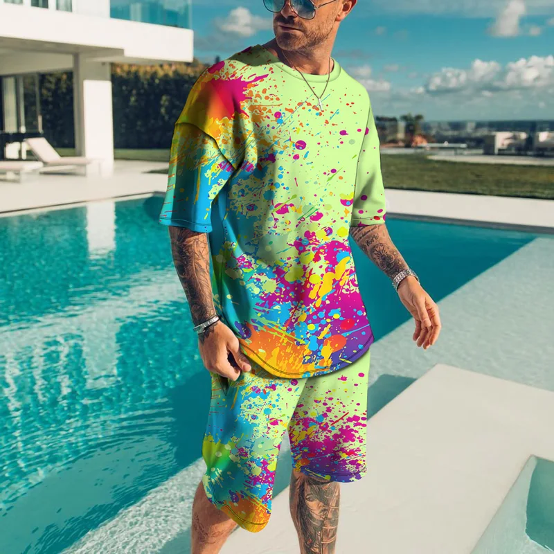 2022 summer new men's 3d printing casual tie-dye ink splash men's T-shirt + shorts 2-piece set
2022 summer new men's 3d printing casual tie-dye ink splash men's T-shirt + shorts 2-piece set