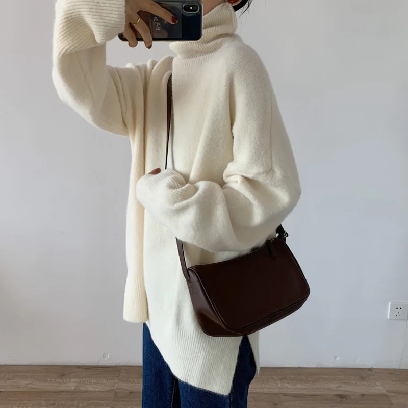 Autumn Winter Loose Simple All-Matching Knitted Pullover Solid Color Outerwear Top sueter mujer Soft Turtleneck Sweater Women
Autumn Winter Loose Simple All-Matching Knitted Pullover Solid Color Outerwear Top sueter mujer Soft Turtleneck Sweater Women