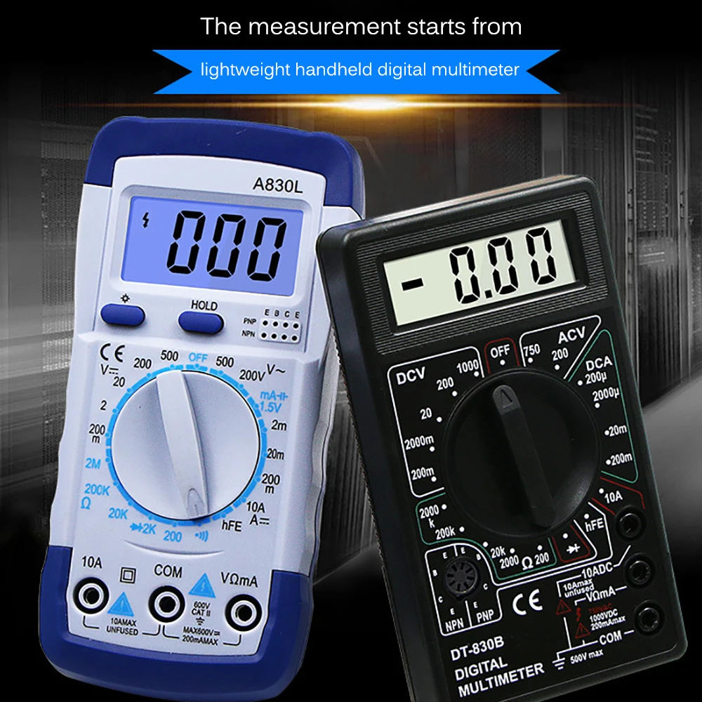 A830L LCD Digital Multimeter Voltage Diode Frequency Indoor Current Voltmeter Ammeter Meter Gauge Multifunction Volt Tester Test
A830L LCD Digital Multimeter Voltage Diode Frequency Indoor Current Voltmeter Ammeter Meter Gauge Multifunction Volt Tester Test
