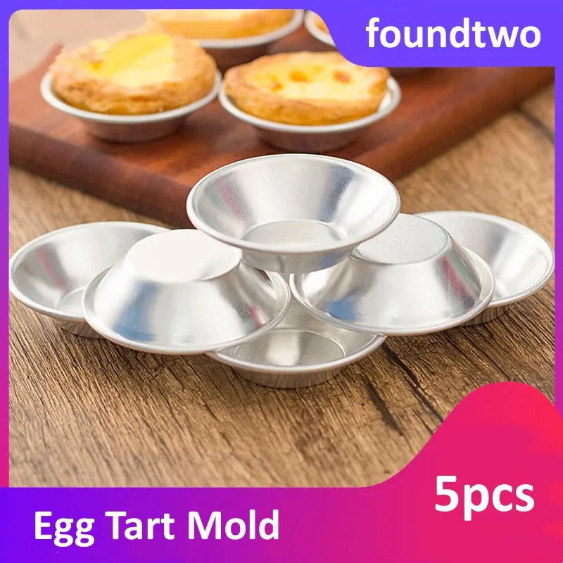 

5pcs Aluminum Alloy Cupcake Egg Tart Mold Cookie Pudding Mould Nonstick Cake Dessert Baking Mold Pastry Pan Tools Kitchen Access