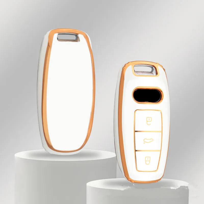 New TPU Car Remote Key Case Cover Shell For Audi A6 A7 A8 E-tron Q5 Q8 C8 D5 Golden Edge Keyless Holder Fob Keychain Accessories
New TPU Car Remote Key Case Cover Shell For Audi A6 A7 A8 E-tron Q5 Q8 C8 D5 Golden Edge Keyless Holder Fob Keychain Accessories
