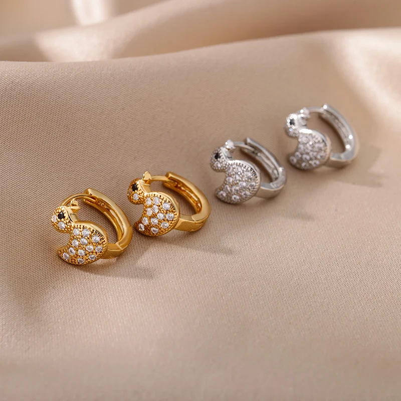 Cute Little Duck White Zircon Stud Earrings For Women Vintage Fashion Animal Flower Crystal Stone Earrings Wedding Jewelry Gifts
Cute Little Duck White Zircon Stud Earrings For Women Vintage Fashion Animal Flower Crystal Stone Earrings Wedding Jewelry Gifts
