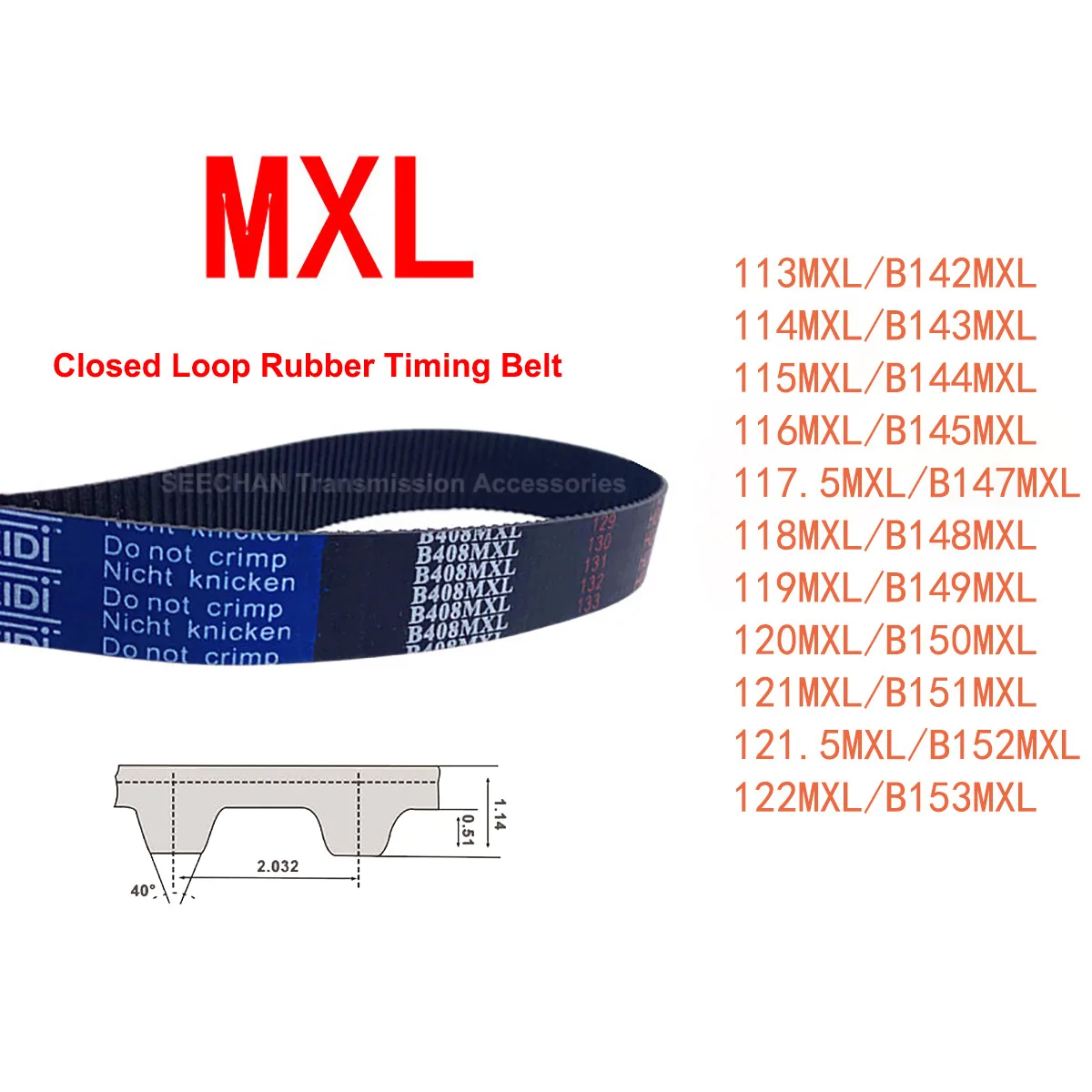1Pcs MXL Closed Loop Timing Belt Width 6/10mm Rubber Synchronous Belt B142 B143 B144 B145 B147 B148 B149 B150 B151 B152 B153MXL
1Pcs MXL Closed Loop Timing Belt Width 6/10mm Rubber Synchronous Belt B142 B143 B144 B145 B147 B148 B149 B150 B151 B152 B153MXL