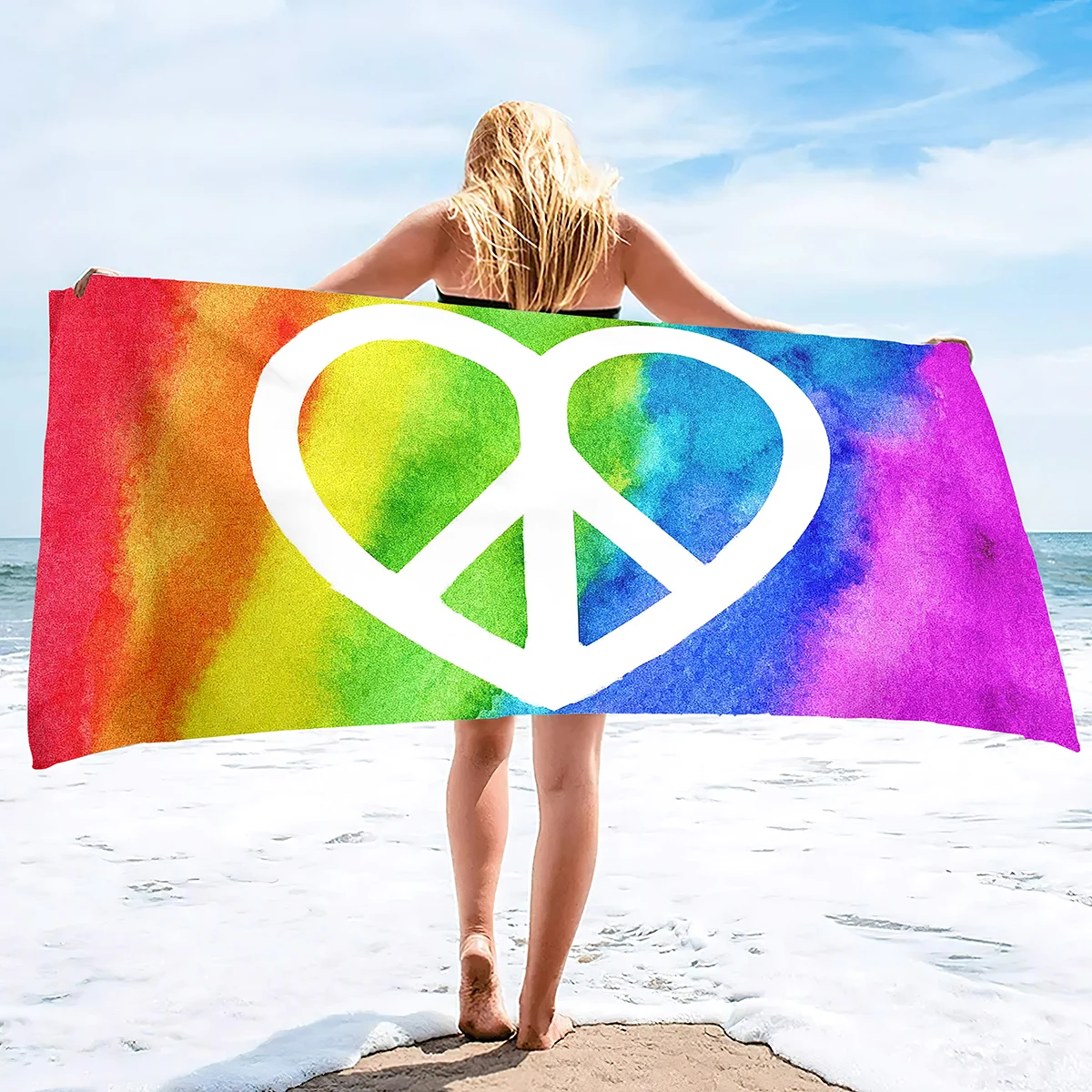 

Microfiber Sand Free Beach Towel Peace Sign Super Absorbent Lightweight ThinTowel Blanket for Travel Pool Swimming Bath Camping