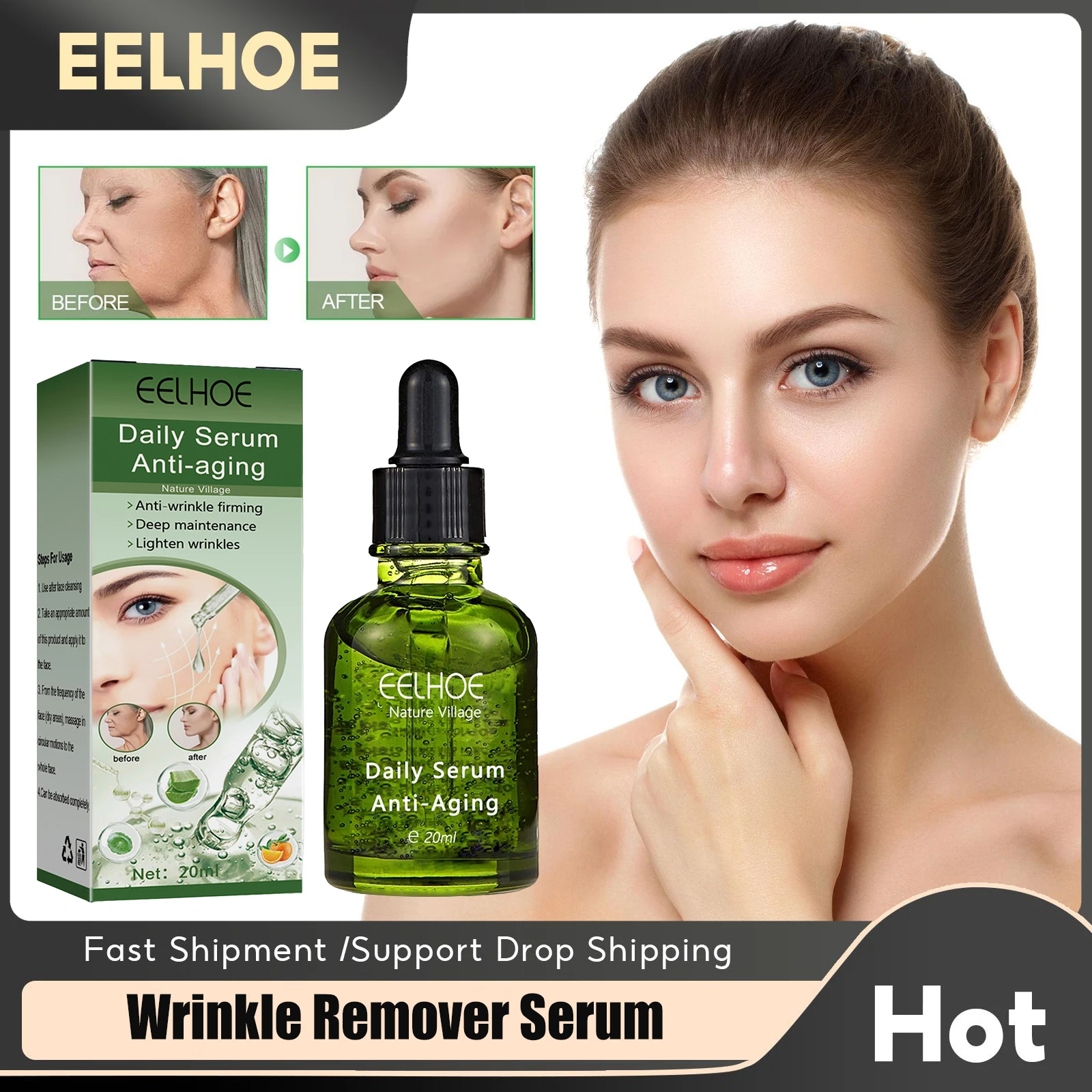 Instant Wrinkle Remover Face Serum Firming Lifting Fade Fine Lines Moisturize Anti Aging Whitening Brighten Nourish Skin Essence
Instant Wrinkle Remover Face Serum Firming Lifting Fade Fine Lines Moisturize Anti Aging Whitening Brighten Nourish Skin Essence