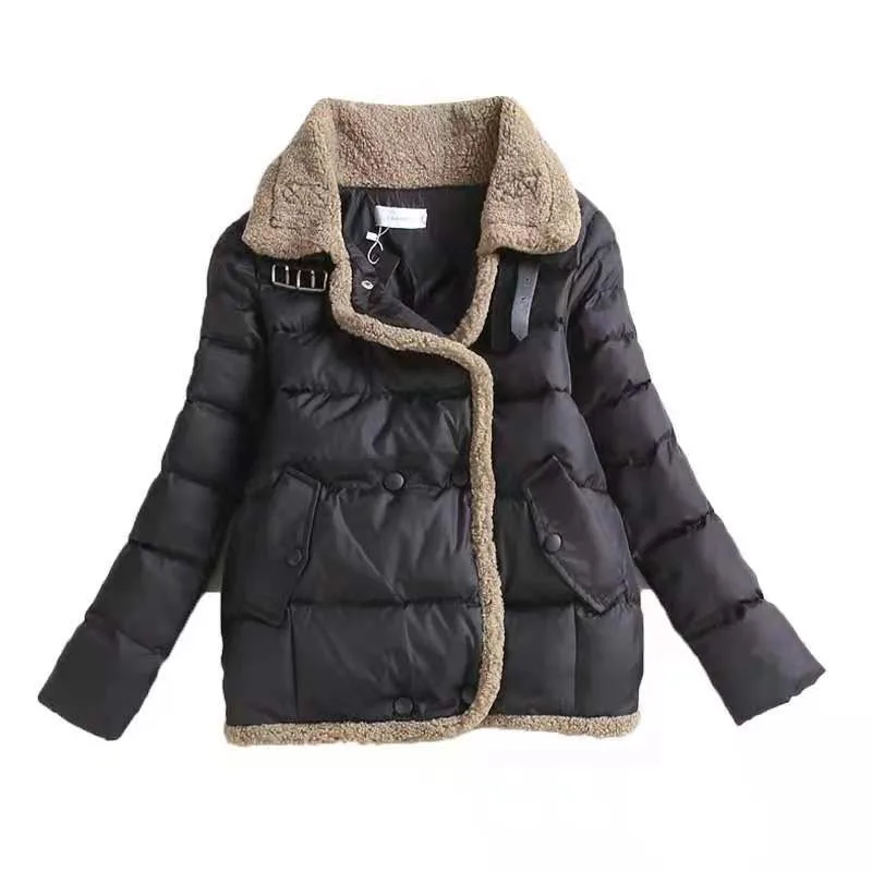 2022 Winter New Women Fashion Coat Lamb Fur Collar Stitching Down Cotton Jackets Plus Size Loose Casual All-match Jacket G901
2022 Winter New Women Fashion Coat Lamb Fur Collar Stitching Down Cotton Jackets Plus Size Loose Casual All-match Jacket G901
