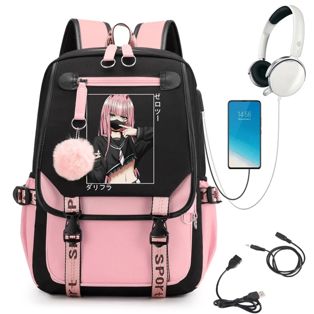 Anime Mochila Zero Two DARLING In The FRANXX Backpacks Travel School Bag Teens Girls Backpack Mochila USB Port Laptop Backpack
Anime Mochila Zero Two DARLING In The FRANXX Backpacks Travel School Bag Teens Girls Backpack Mochila USB Port Laptop Backpack