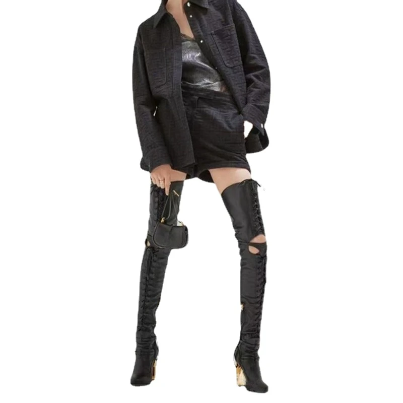 2023 European and American Fashion Week Show Over Knee Boots Women's High Quality Belt Buckle Hollow High Heel Lace Up Boots
2023 European and American Fashion Week Show Over Knee Boots Women's High Quality Belt Buckle Hollow High Heel Lace Up Boots