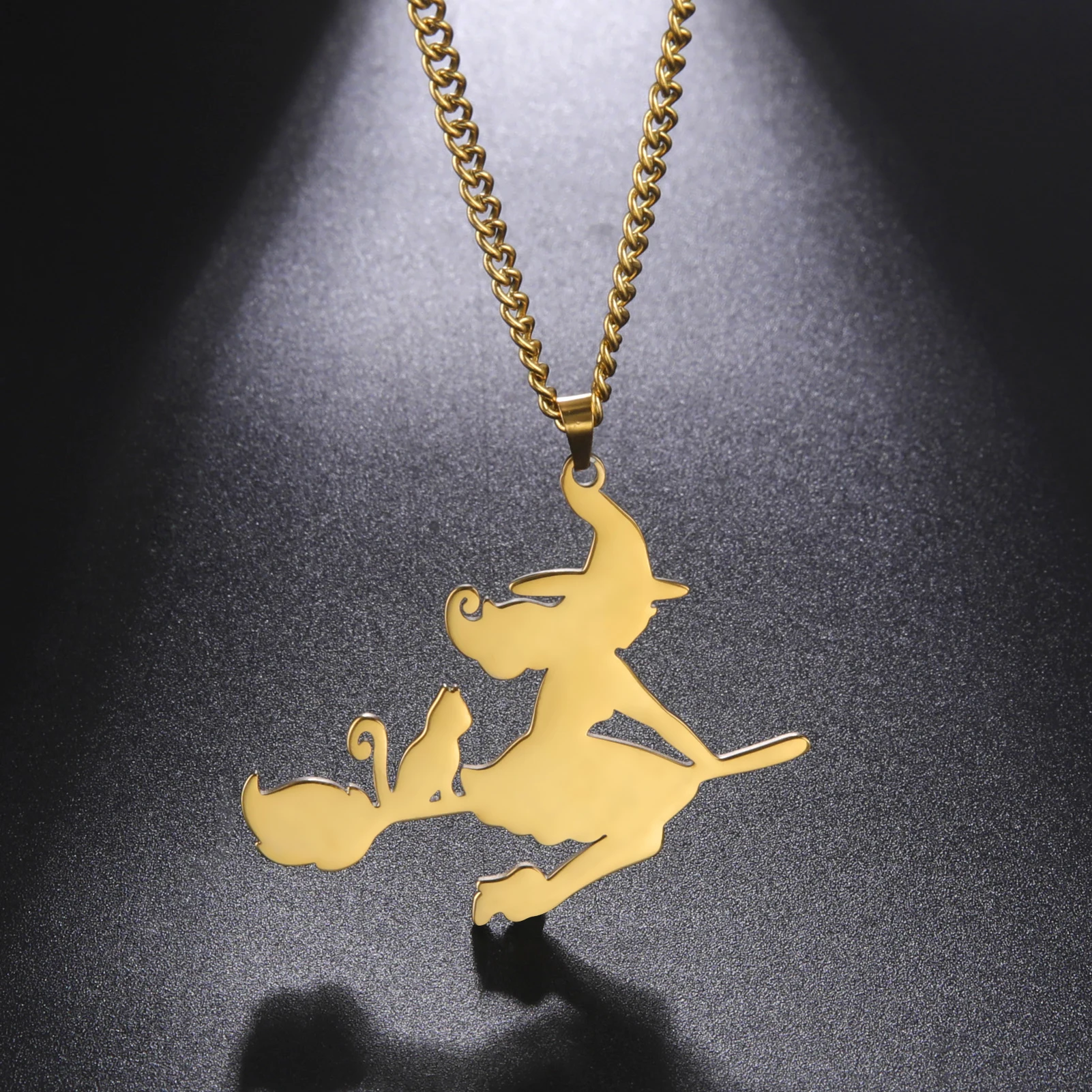 Amaxer Stainless Steel Flying Broom Witch Necklace for Women Girl Gold Color Cat Witch Pendant Necklace Cosplay Party Gift
Amaxer Stainless Steel Flying Broom Witch Necklace for Women Girl Gold Color Cat Witch Pendant Necklace Cosplay Party Gift