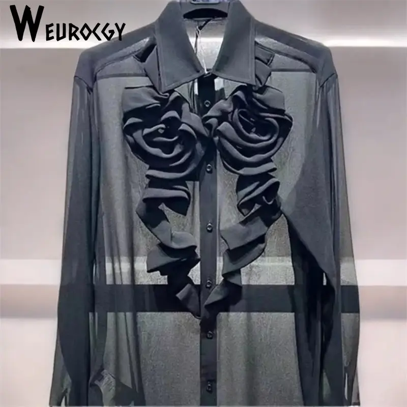Women Blouse 2023 Summer Y2K Fashion Korean Edition Causal Loose Vintage Long Sleeve Transparent Lapel Single-Breasted Tops
Women Blouse 2023 Summer Y2K Fashion Korean Edition Causal Loose Vintage Long Sleeve Transparent Lapel Single-Breasted Tops