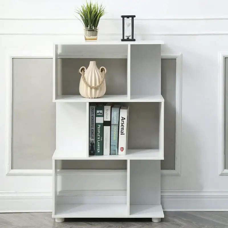 

Современный складной книжный шкаф с 3 полками, белый домашний декор, подставка для книжной полки, мебель для дома, офиса, спальни, стеллаж для демонстрации Sh