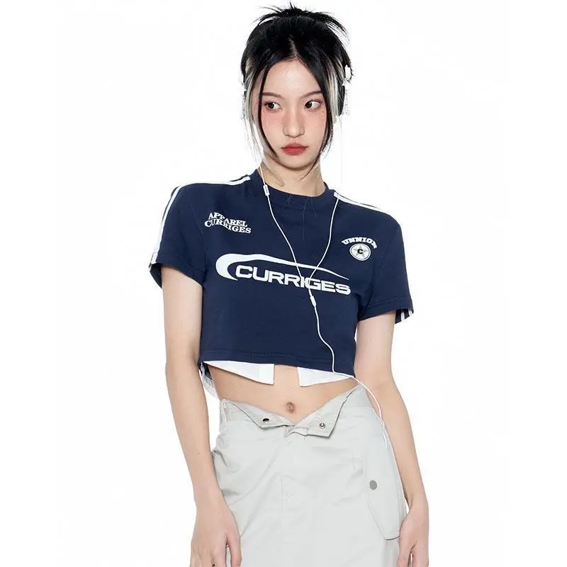 2023 Retro Sporty Short Sleeve T-shirt Women Casual Letter Printed Girl Short Fake Two-piece Sexy Female Long Sleeve Crop Top
2023 Retro Sporty Short Sleeve T-shirt Women Casual Letter Printed Girl Short Fake Two-piece Sexy Female Long Sleeve Crop Top