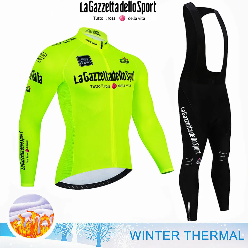 

Комплект трикотажных изделий для езды на велосипеде Tour De Giro De Italia, Зимняя Теплая Флисовая одежда с длинным рукавом для езды на велосипеде, одежда для езды на горном велосипеде, велосипедный костюм