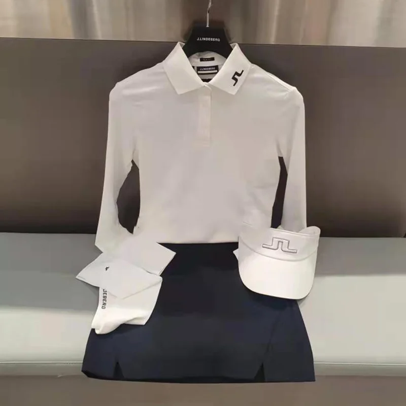 

2023 Summer and Autumn Early Season New South Korean Golf Women's Long Sleeve Back Logo Polo Top Sports Fit Versatile Polo Shirt