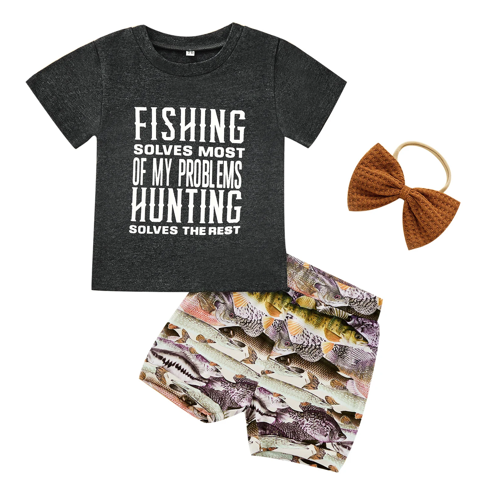 Infant Baby Boys Clothing Summer Casual Suit Short Sleeve Round Neck Letter Printed Tops Fish Printed Shorts Bow Headband
Infant Baby Boys Clothing Summer Casual Suit Short Sleeve Round Neck Letter Printed Tops Fish Printed Shorts Bow Headband