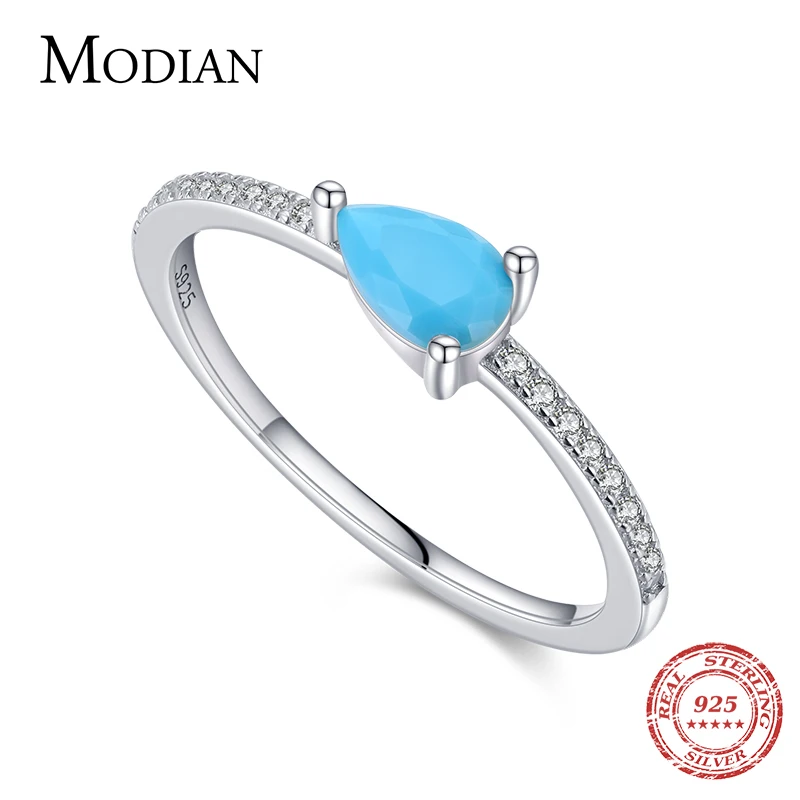 MODIAN 925 Sterling Silver Exquisite Geometric Water Drop Natural Turquoise Finger Rings For Women Fashion Fine Jewelry Anel
MODIAN 925 Sterling Silver Exquisite Geometric Water Drop Natural Turquoise Finger Rings For Women Fashion Fine Jewelry Anel