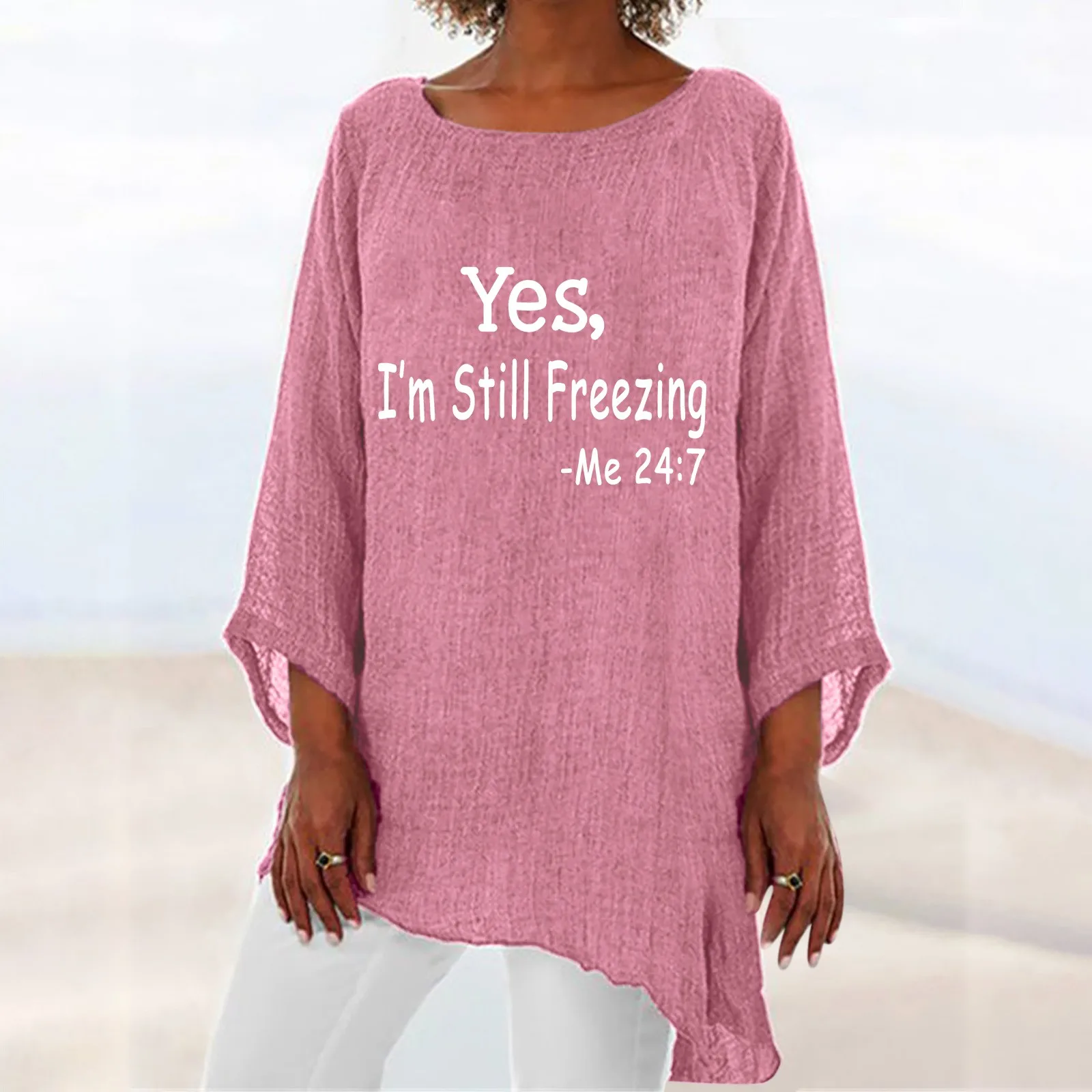 Womens 3 Of 4 Sleeve Crew Neck Irregular Hem Top T Shirt Casual Linen Blend Shirts Tee Blouse Ringer Tee
Womens 3 Of 4 Sleeve Crew Neck Irregular Hem Top T Shirt Casual Linen Blend Shirts Tee Blouse Ringer Tee