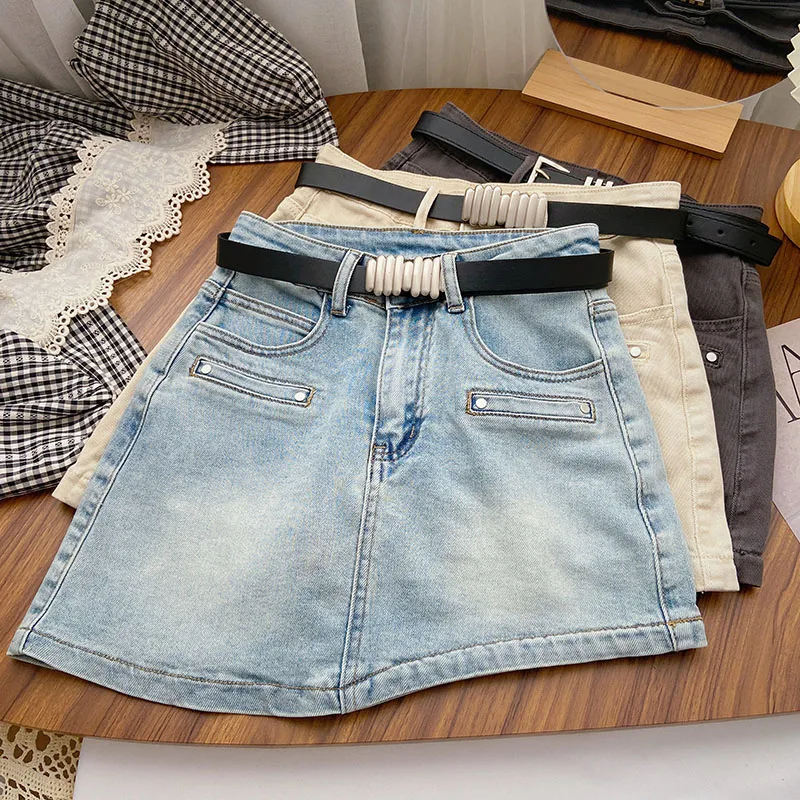 Women Chic Asymmetric Denim Skirt with Belt High Waist Elegant Korean Fashion Wrap Summer A-line Short Skirt Summer Clothing
Women Chic Asymmetric Denim Skirt with Belt High Waist Elegant Korean Fashion Wrap Summer A-line Short Skirt Summer Clothing