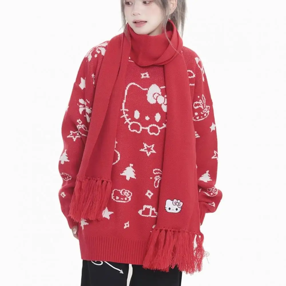 Новинка, свободный свитер Sanrio Hello Kitty, модный дизайн, Рождественский свитер с круглым вырезом и юбка с мультяшным рисунком, вязаная одежда «все в одном» на осень и зиму
Новинка, свободный свитер Sanrio Hello Kitty, модный дизайн, Рождественский свитер с круглым вырезом и юбка с мультяшным рисунком, вязаная одежда «все в одном» на осень и зиму
