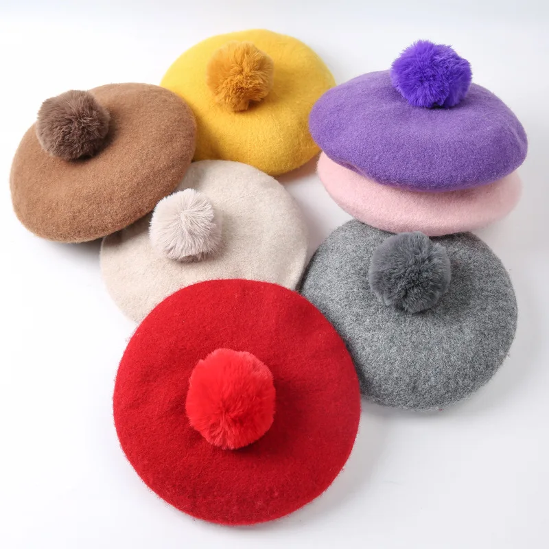 Children Pompoms Beret Hat Solid Color Octagonal Cap Girls Winter Wool Painter Hats For 1-3 Years Kids
Children Pompoms Beret Hat Solid Color Octagonal Cap Girls Winter Wool Painter Hats For 1-3 Years Kids