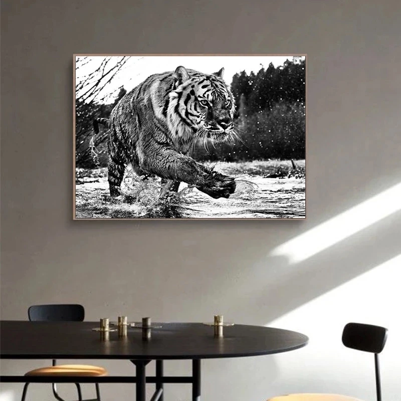 Home Decoration Black and White Canvas Painting Wall Tiger Artwork Poster Wild Animal Picture No Frame For Bedside Background
Home Decoration Black and White Canvas Painting Wall Tiger Artwork Poster Wild Animal Picture No Frame For Bedside Background