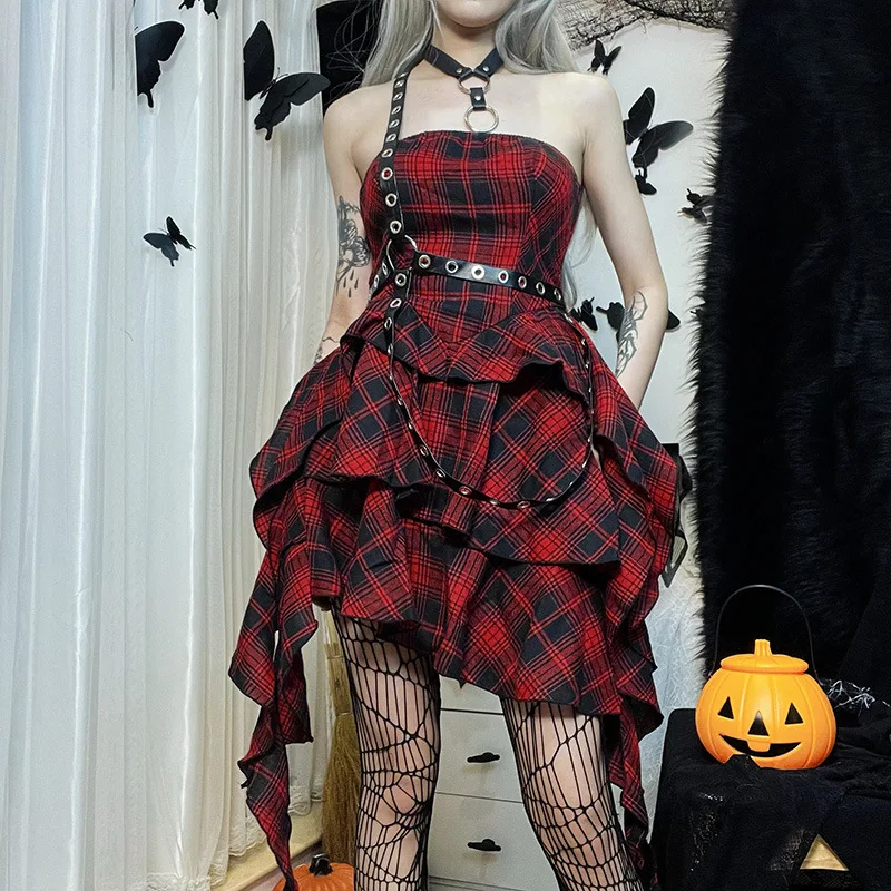Locomotive Sexy Plaid Punk Gothic Harajuku Retro Dress Diablo Dress Summer New Plaid Spice Girl Irregular Tube Top Dress
Locomotive Sexy Plaid Punk Gothic Harajuku Retro Dress Diablo Dress Summer New Plaid Spice Girl Irregular Tube Top Dress