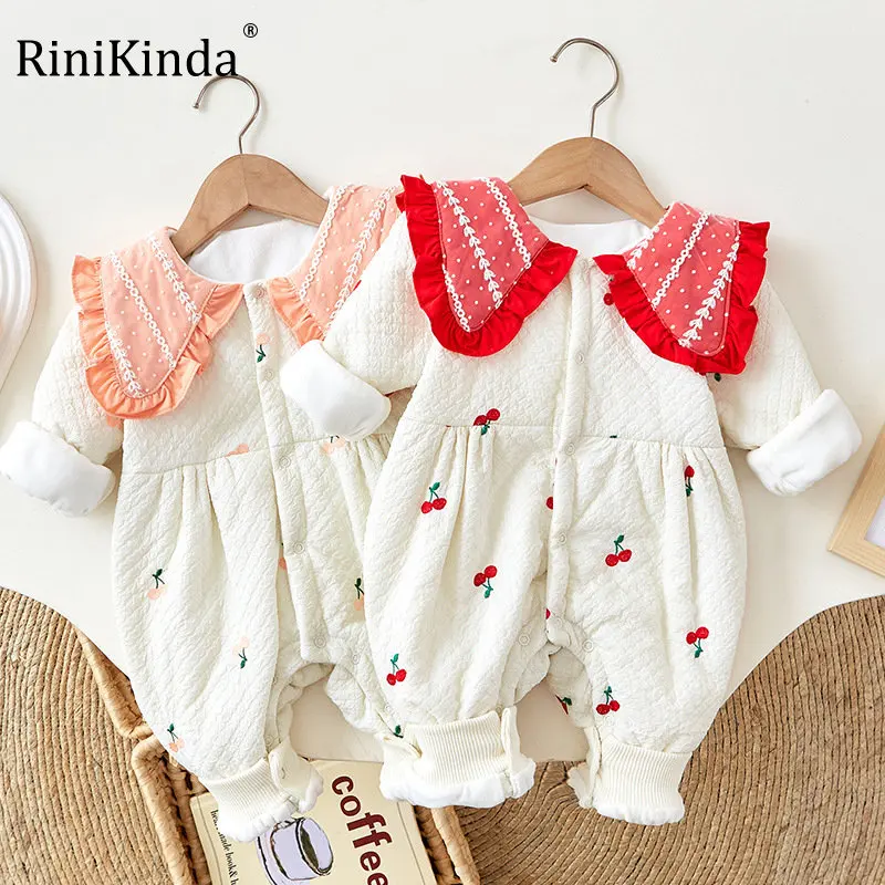 

RiniKinda Baby Clothes Long Sleeve Baby Girl Clothing Cute Fleece Jumpsuit Infant Clothes 2022 Spring Autumn Baby Romper Newborn