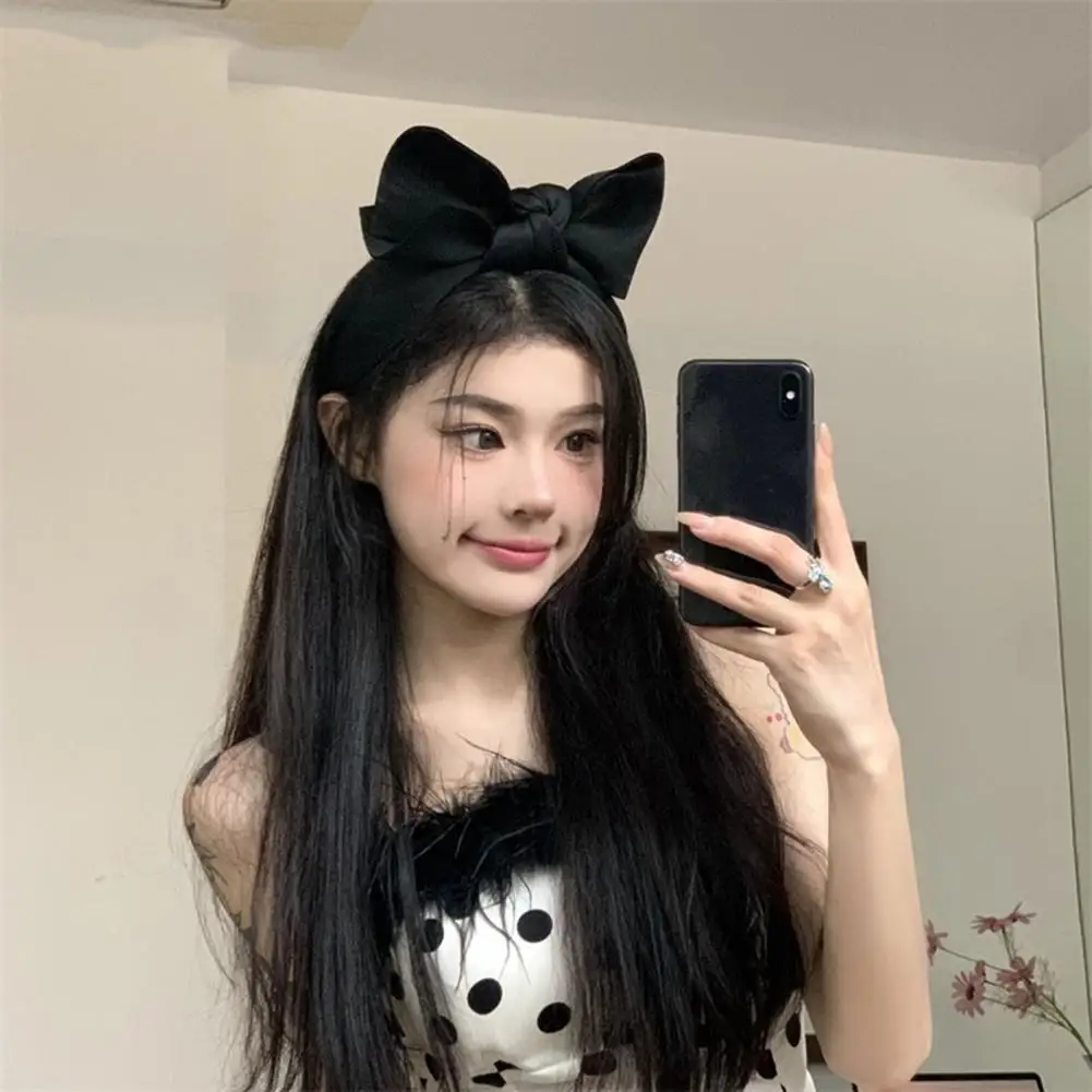 Girl Headband Elegant Bowknot Hair Hoop Stylish Solid Color Cosplay Headband with Elastic Scrunchie Women's Hair Accessory Large
Girl Headband Elegant Bowknot Hair Hoop Stylish Solid Color Cosplay Headband with Elastic Scrunchie Women's Hair Accessory Large