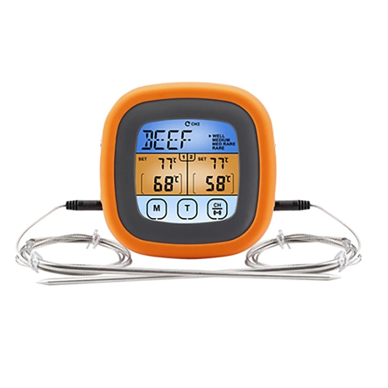 Waterproof Dual Probe Digital Meat Thermometer With Touch Screen For Grill BBQ Food
Waterproof Dual Probe Digital Meat Thermometer With Touch Screen For Grill BBQ Food