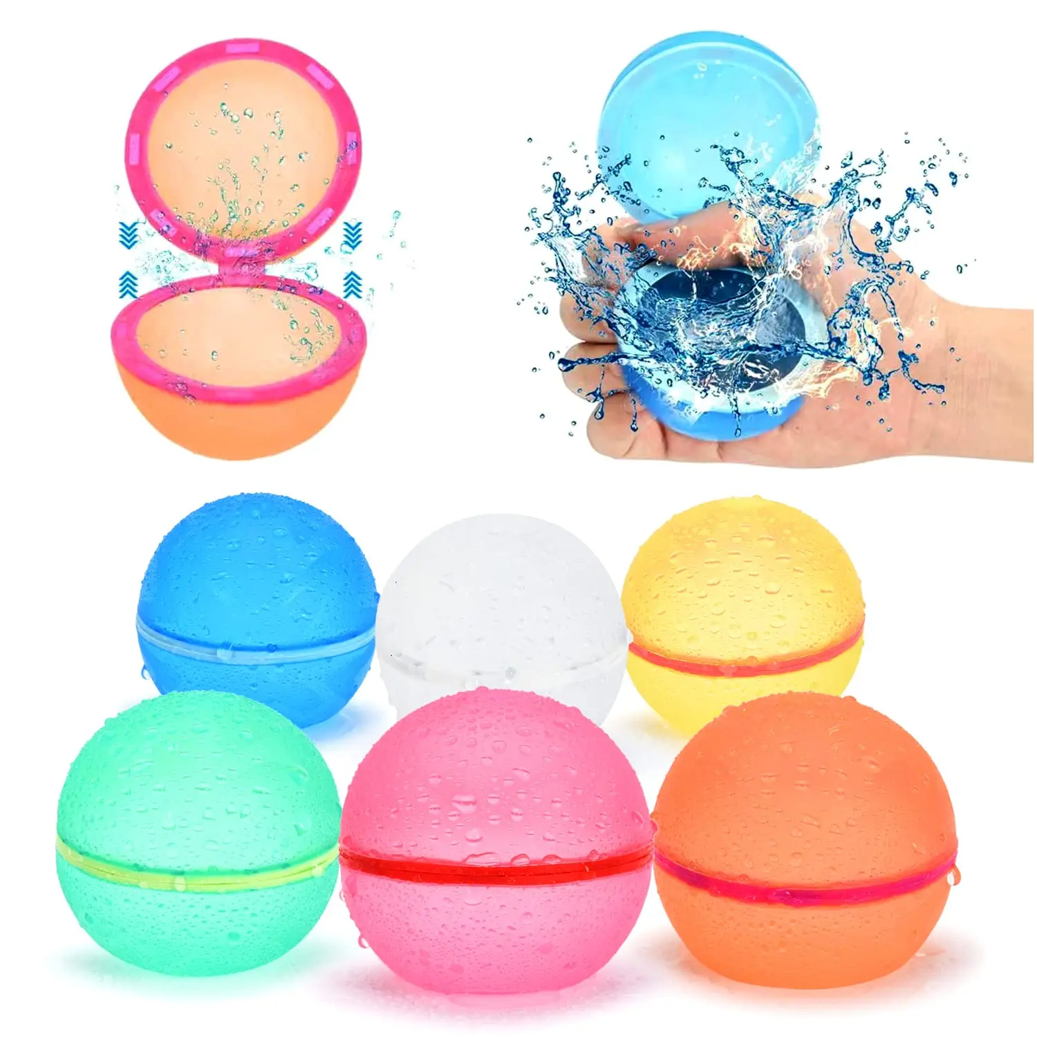 Creative Reusable Water Balloons for Kids Adults Silicone Water Ball Quick Fill Impact Open Summer Splash Party Pool Water Toys
Creative Reusable Water Balloons for Kids Adults Silicone Water Ball Quick Fill Impact Open Summer Splash Party Pool Water Toys
