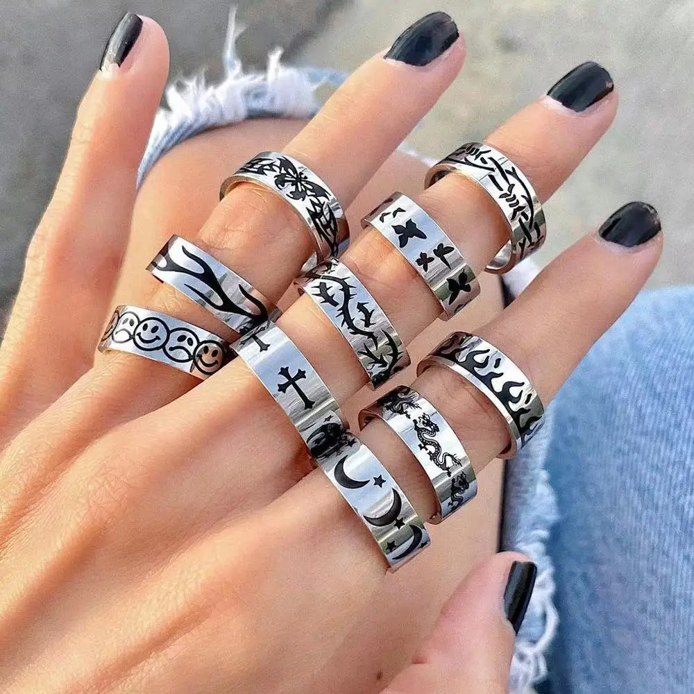 Copper Vintage Silver Rings for Women Men Resizable Gothic Accessories Hip Hop Finger Ring Creative Design Jewelry Gift
Copper Vintage Silver Rings for Women Men Resizable Gothic Accessories Hip Hop Finger Ring Creative Design Jewelry Gift