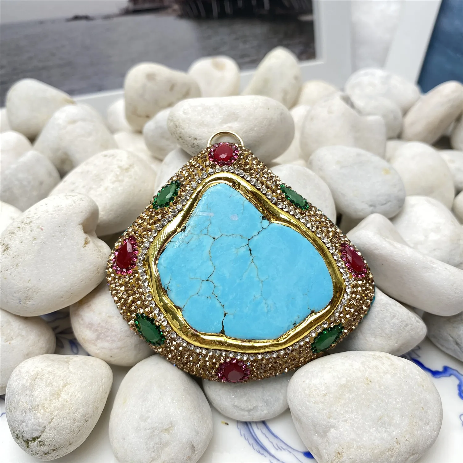 5 pcs/batch irregular turquoise pendant ruby rhinestone rim DIY jewelry necklace accessories wholesale
5 pcs/batch irregular turquoise pendant ruby rhinestone rim DIY jewelry necklace accessories wholesale