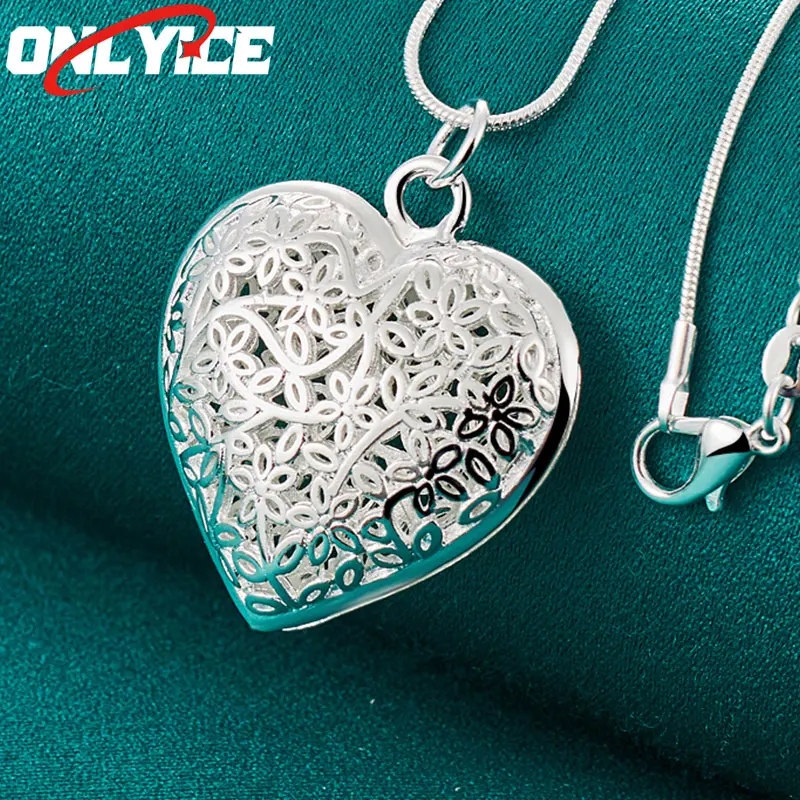 925 Sterling Silver Openwork Flower Rattan Heart Pendant Necklace 16-30 Inch Snake Chain Ladies Party Wedding Fashion Jewelry
925 Sterling Silver Openwork Flower Rattan Heart Pendant Necklace 16-30 Inch Snake Chain Ladies Party Wedding Fashion Jewelry