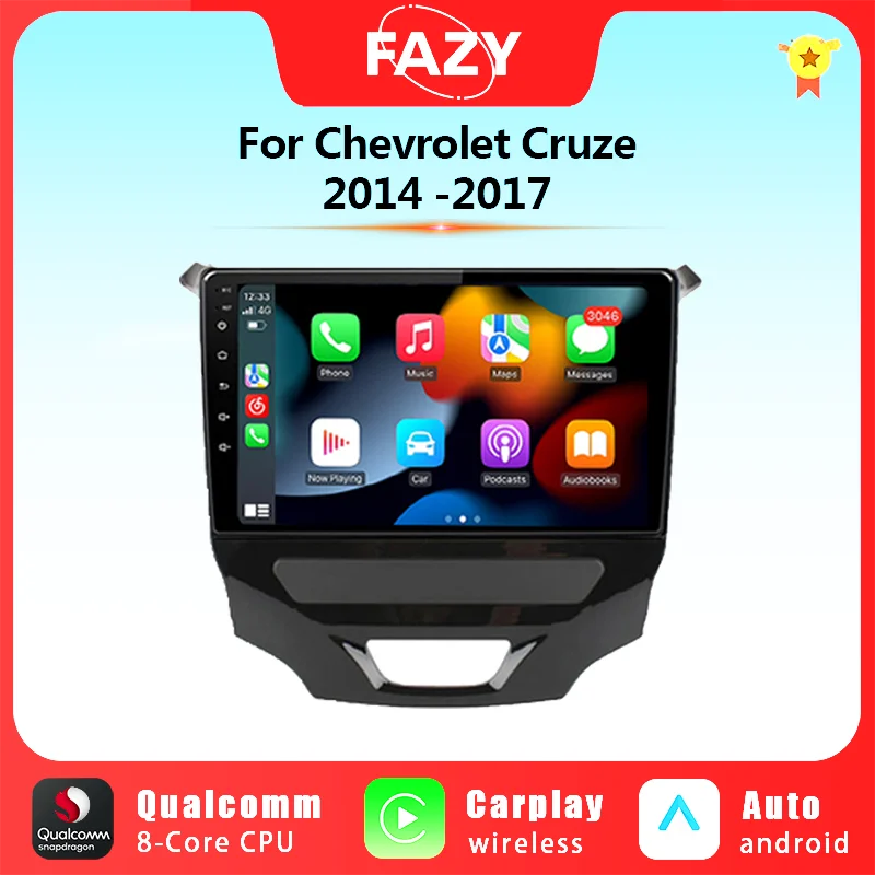 Автомобильный радиоприемник Carplay Android 12 для Chevrolet Cruze 2014 -2017 стерео мультимедиа