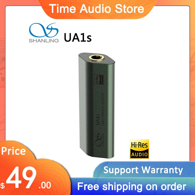 

SHANLING UA1s Hi-Res Audio USB-C to 3.5mm USB DAC AMP Headphone Amplifier ES9219C chip with TC-TC cable PCM384 DSD256