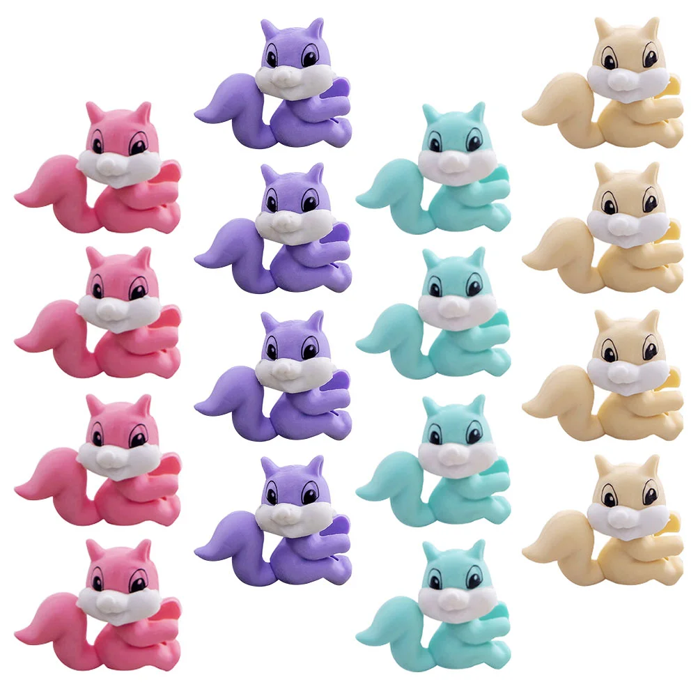 

16pcs Cartoon Squirrel Shaped Erasers Kids Erasers Students Stationery (Random Color)