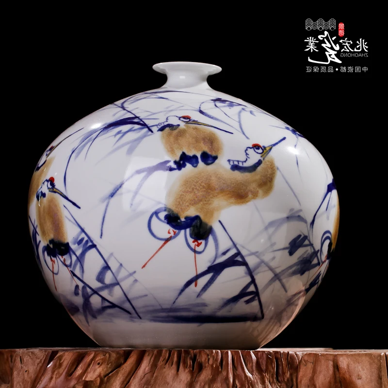 Zhaohong Jingdezhen master hand pastel high-grade porcelain art antique vase decoration crane
Zhaohong Jingdezhen master hand pastel high-grade porcelain art antique vase decoration crane