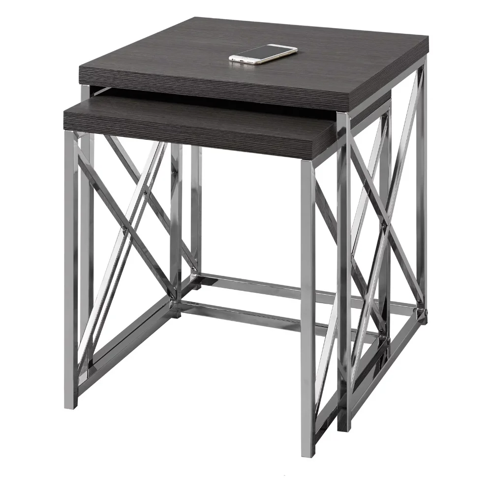 Nesting Table, Set Of 2, Side, End, Metal, Accent, Living Room, Bedroom, Metal, Laminate, Grey, Chrome, Contemporary, Modern
Nesting Table, Set Of 2, Side, End, Metal, Accent, Living Room, Bedroom, Metal, Laminate, Grey, Chrome, Contemporary, Modern