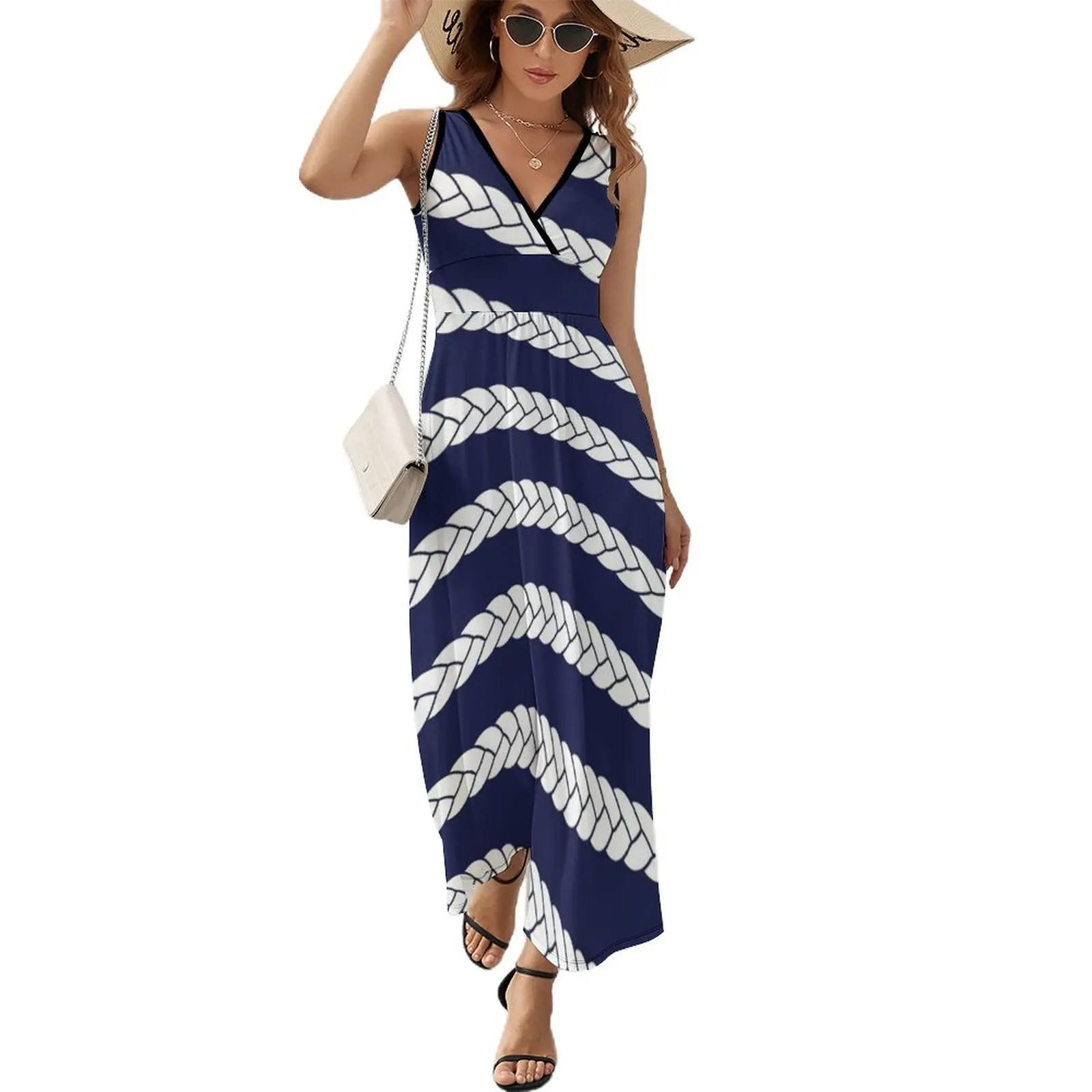 Nautical Braid Dress Navy and White Print Kawaii Maxi Dress V Neck Boho Beach Long Dresses Street Fashion Oversize Vestidos
Nautical Braid Dress Navy and White Print Kawaii Maxi Dress V Neck Boho Beach Long Dresses Street Fashion Oversize Vestidos